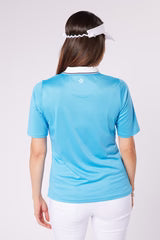 Swing out Sister Pickle Contrast Collar Short Sleeve Polo Sky Blue