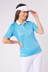 Swing out Sister Pickle Contrast Collar Short Sleeve Polo Sky Blue
