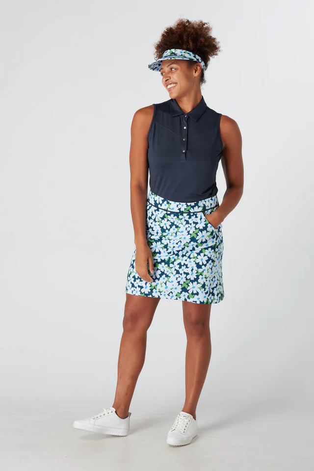 Swing Out Sister Sleeveless Amelia Polo Top in Navy