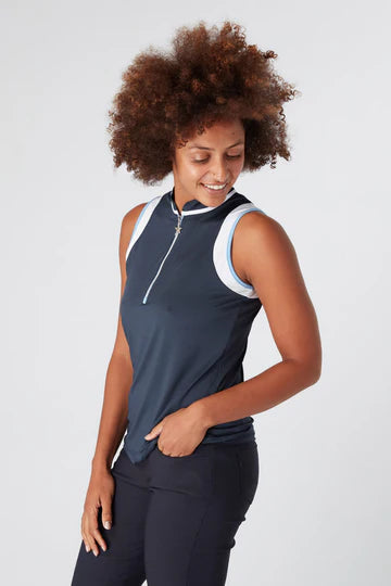 Swing Out Sister Alice Sleeveless Navy Polo Top