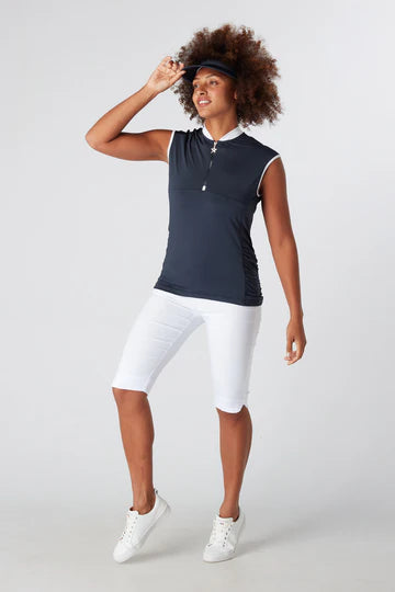 Swing Out Sister Christy Sleeveless Navy Polo Top