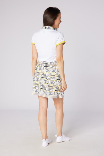 Swing out Sister Luca Cap Sleeve Polo in White with Indian Dawn Detailing to the Collar