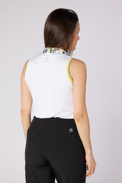 Swing out Sister Luca Sleeveless Polo in White with Indian Dawn Print  Detailing to the Collar (Copy) (Copy)