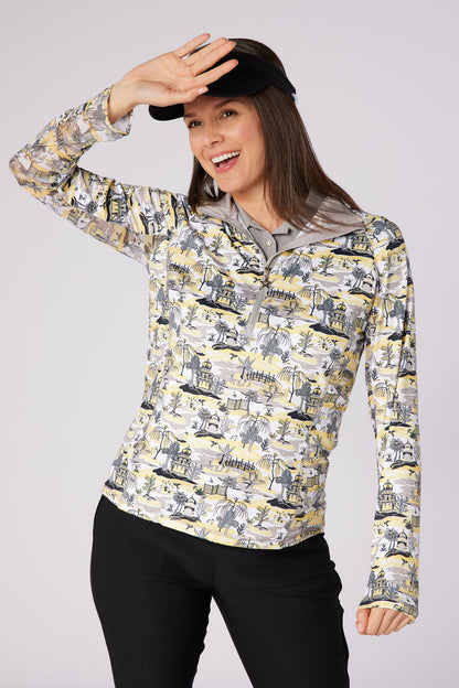 Swing out Sister Sunshine 1/4 Zip Midlayer in Indian Dawn