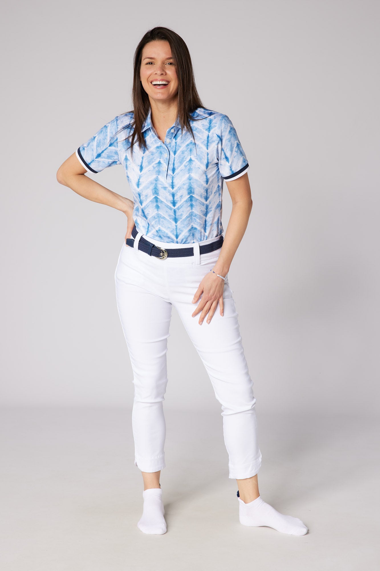 Swing out Sister Dior Elite Cap Sleeve Polo in  Neptune's Breath