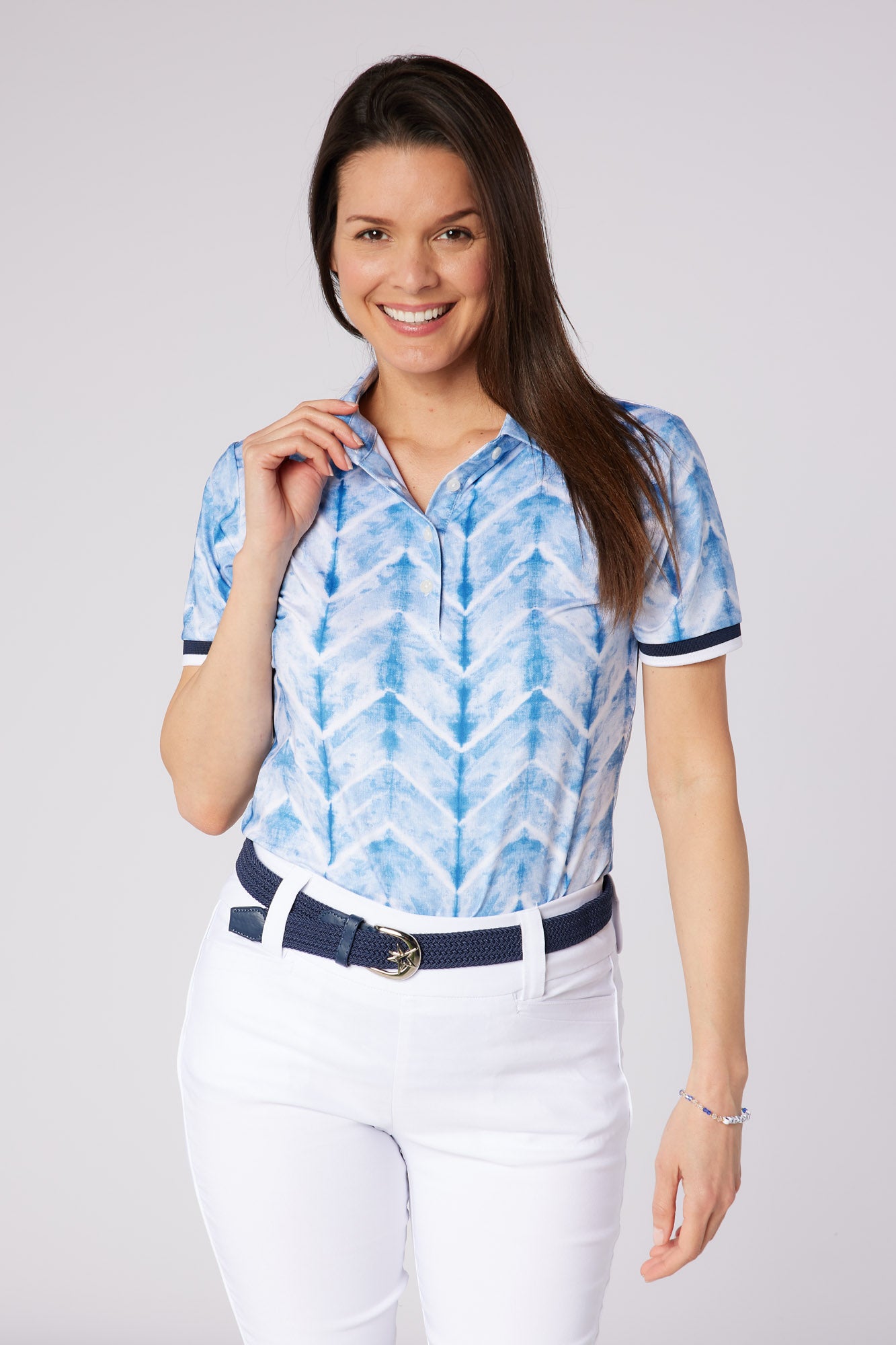 Swing out Sister Dior Elite Cap Sleeve Polo in  Neptune's Breath