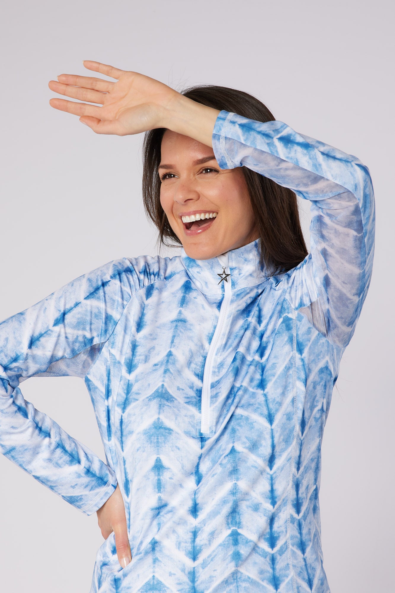 Swing out Sister Sunshine 1/4 Zip Midlayer in Neptune's Breath