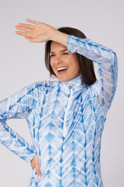 Swing out Sister Sunshine 1/4 Zip Midlayer in Neptune's Breath