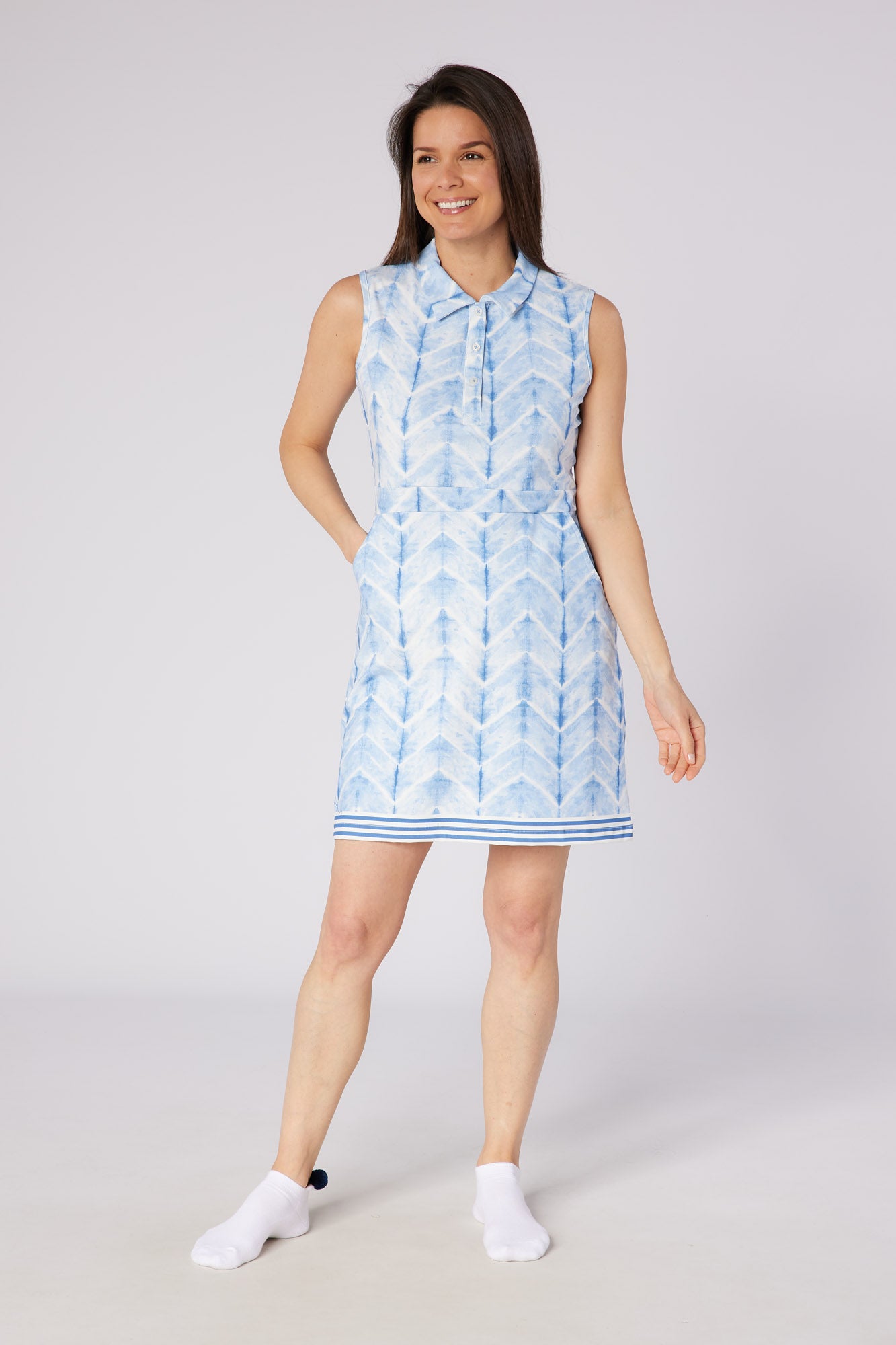 Swing out Sister Azure Sleeveless Dress in Neptune's Breath