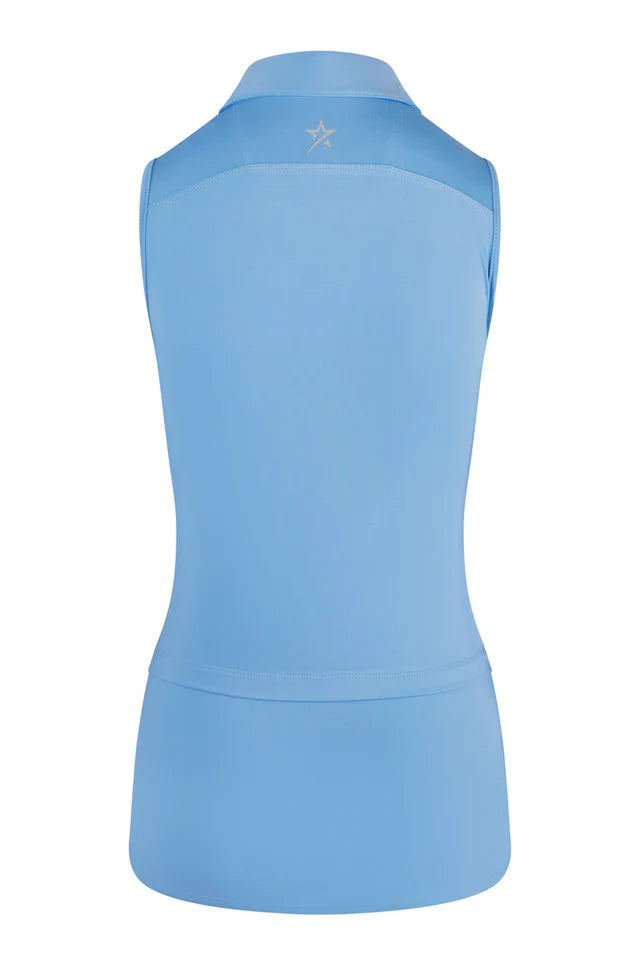 Swing Out Sister Sleeveless Amelia Polo Top in Tranquil Blue