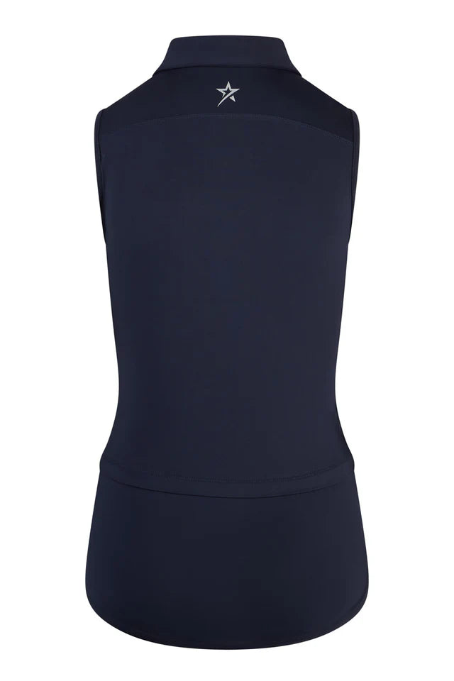Swing Out Sister Sleeveless Amelia Polo Top in Navy