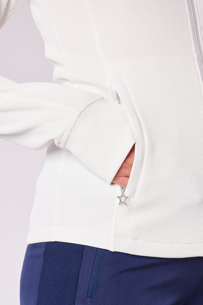 Swing out Sister Peach Elite Lightweight White Full Zip Jacket