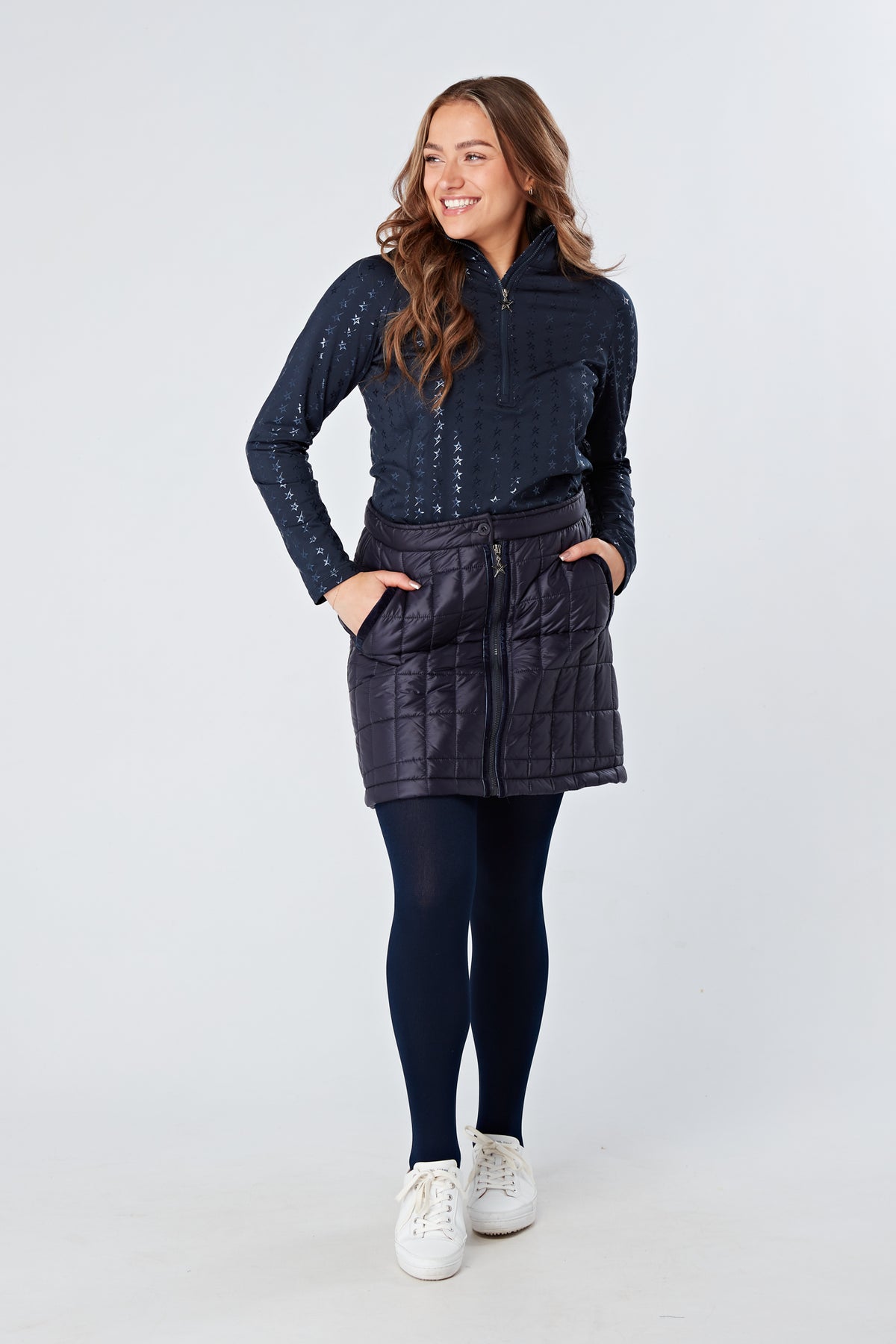 Swing out Sister Stardust 1/4 Zip Midlayer in Navy