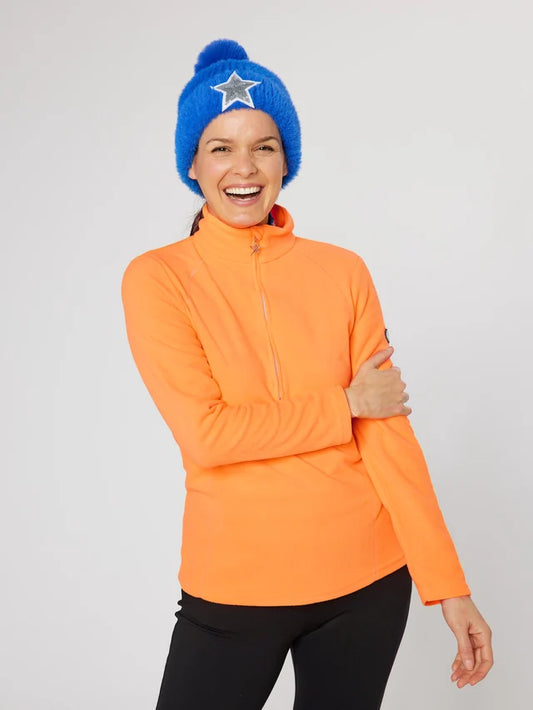 Swing out Sister Frankie 1/4 Zip Fleece in Orange Fizz