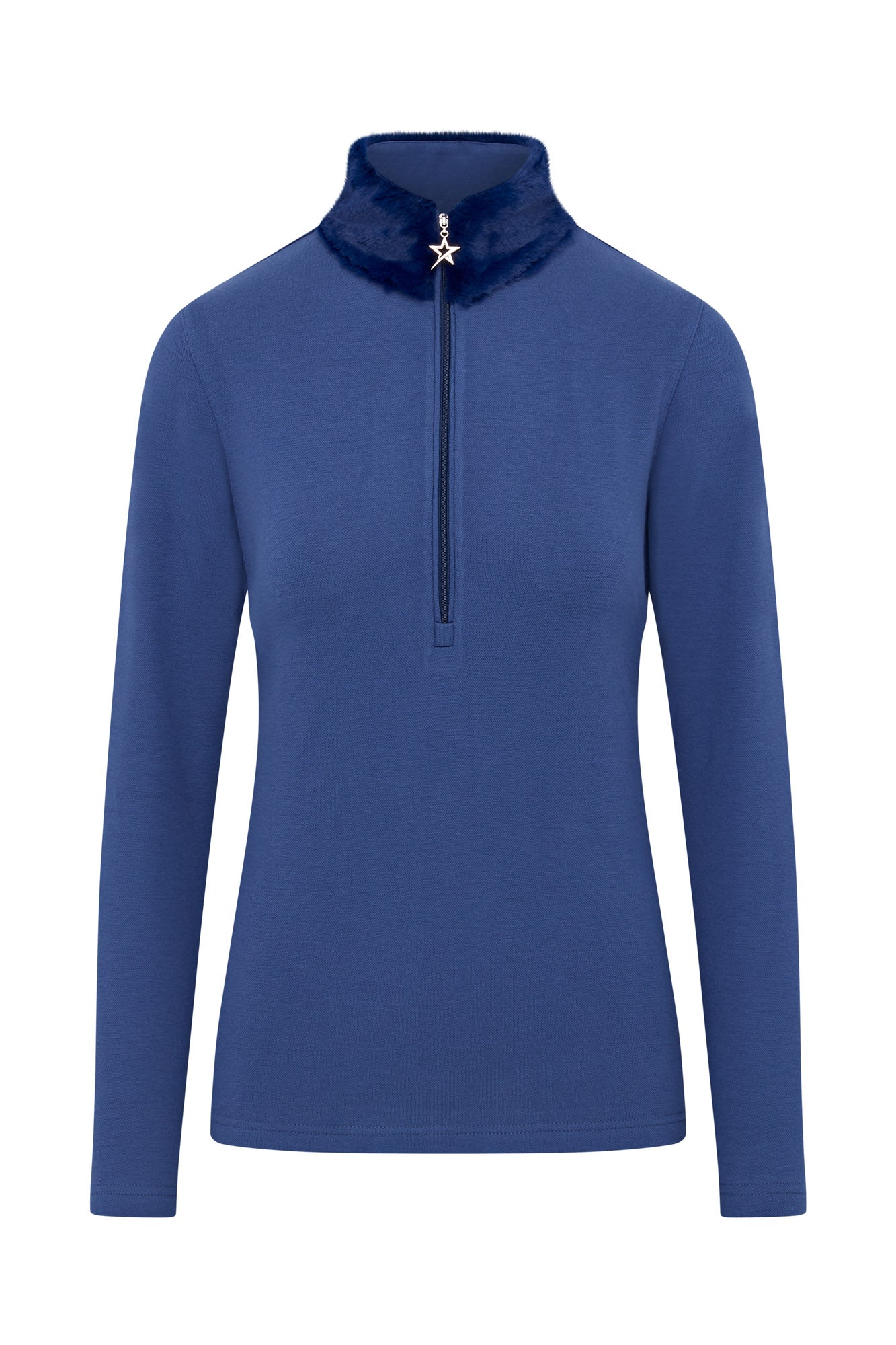 Swing out Sister Faux Fur Midlayer in Twilight Blue
