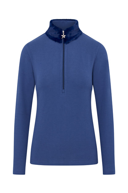 Swing out Sister Faux Fur Midlayer in Twilight Blue