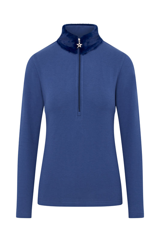 Swing out Sister Faux Fur Midlayer in Twilight Blue