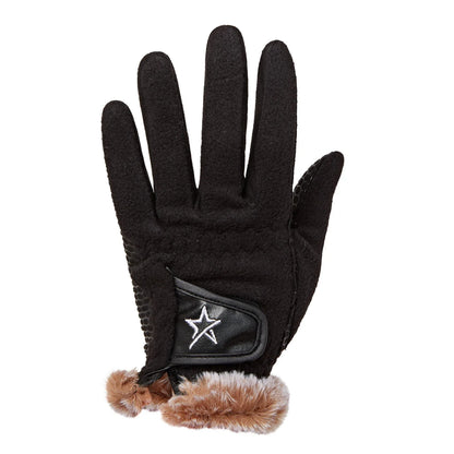 Swing out Sister Black Winter Fur Edged Gloves
