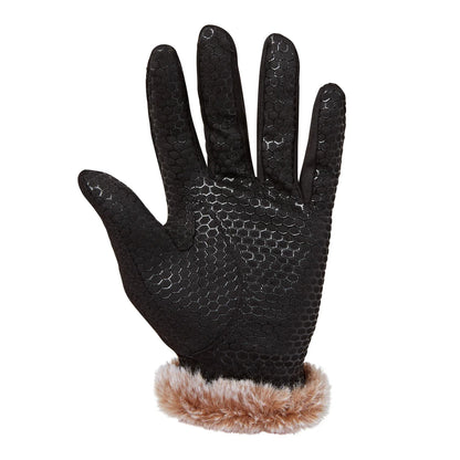 Swing out Sister Black Winter Fur Edged Gloves