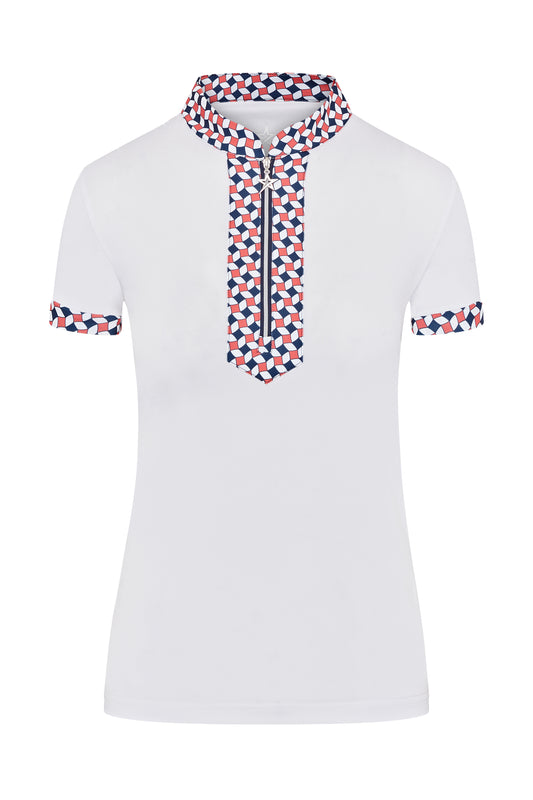Swing out Sister Zest Pique Pattern Cap Sleeve Polo in Jumping Beans