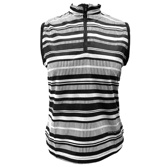 Eleven Ladies Striped Sleeveless Polo Top