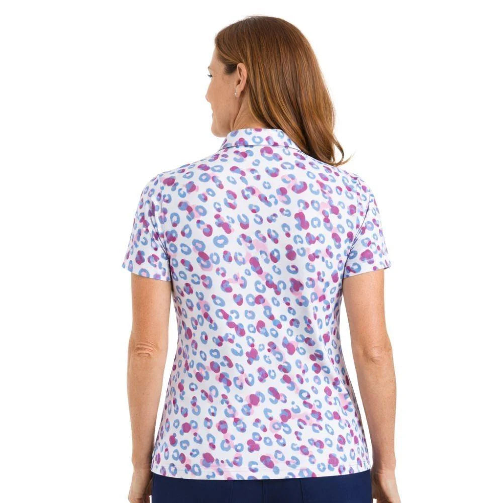 Island Green Short Sleeve Polo Top in Leopard Print