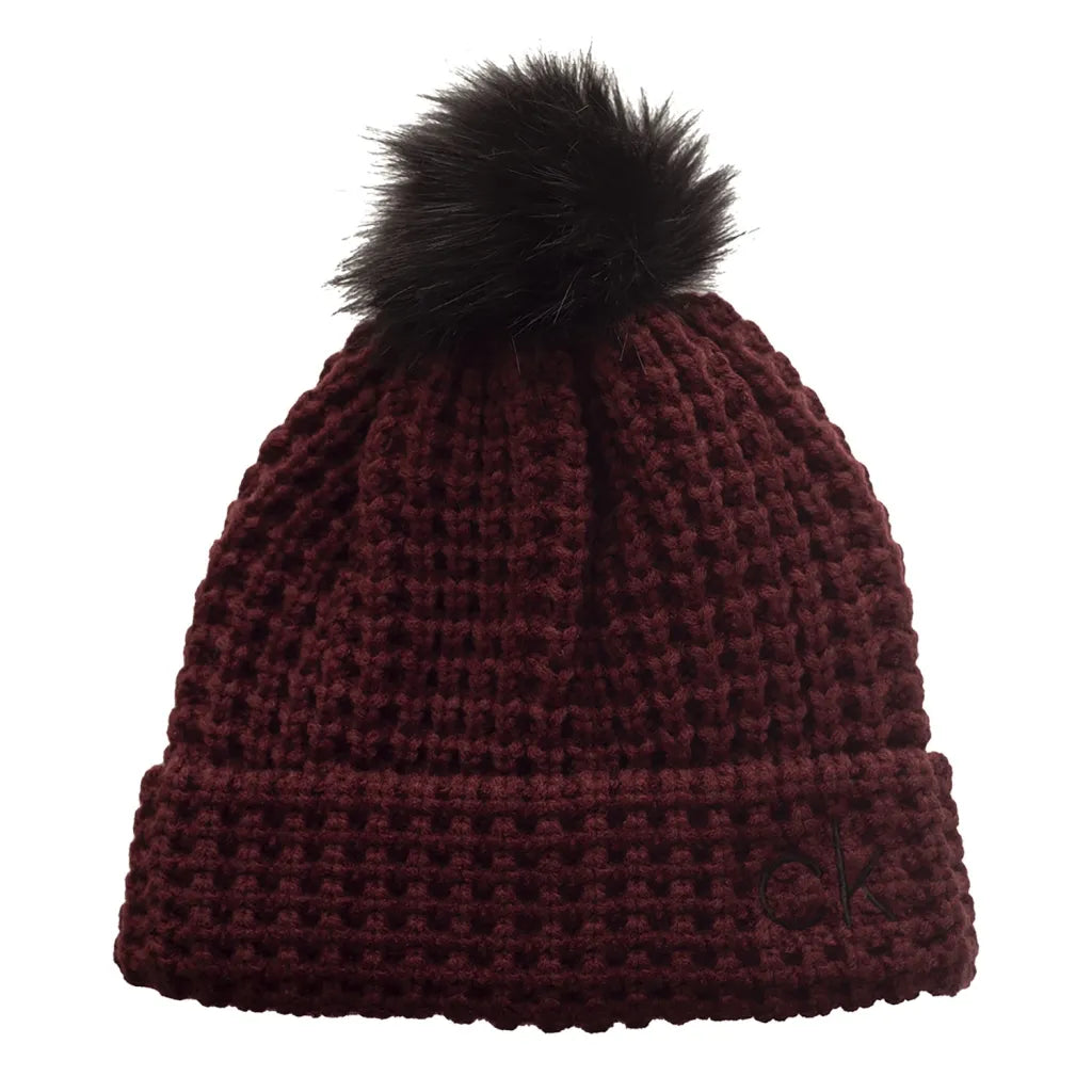 Calvin Klein Burgundy Bobble Hat