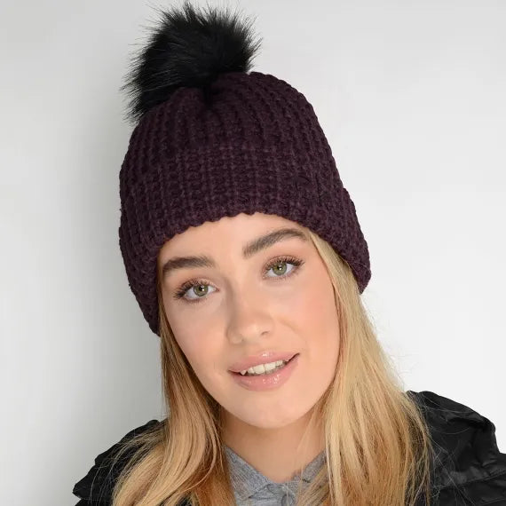Calvin Klein Burgundy Bobble Hat