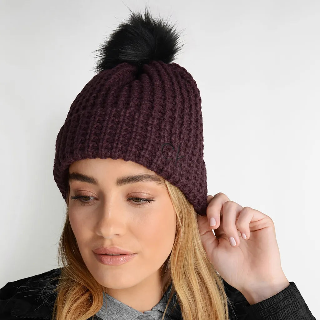 Calvin Klein Burgundy Bobble Hat