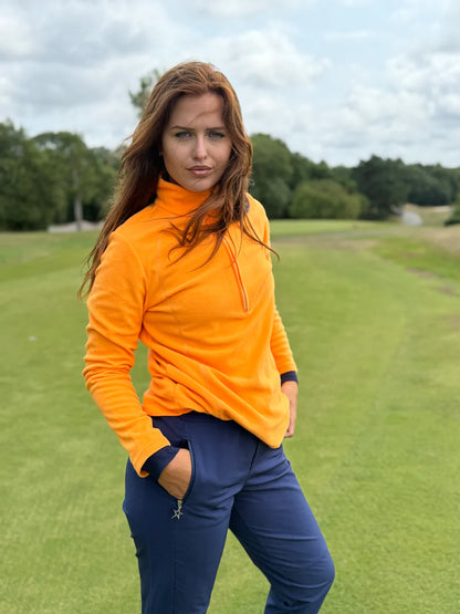 Swing out Sister Frankie 1/4 Zip Fleece in Orange Fizz