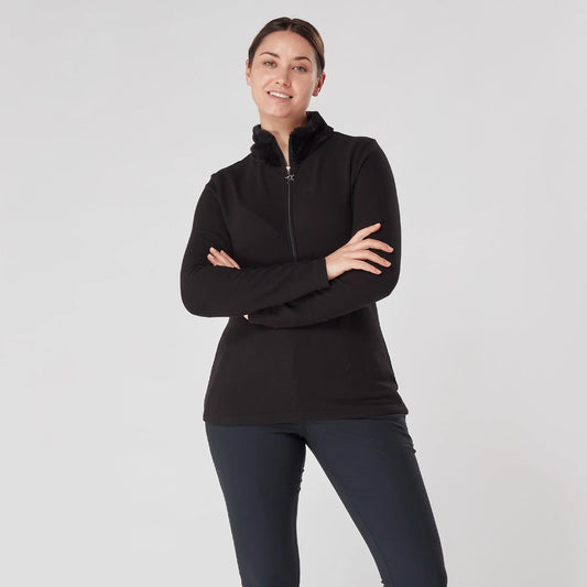 Swing out Sister Faux Fur Midlayer in Pearl Black