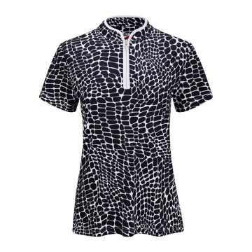 JRB Black Animal Print  Short Sleeve Polo