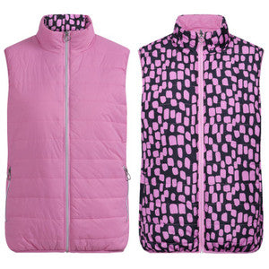 JRB Ladies Reversible Quilted Gilet Fuchsia Print/Fuchsia Pink