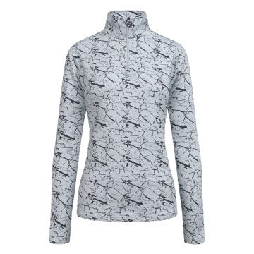 JRB Ladies Quarter Zip Grey & Navy Print Midlayer