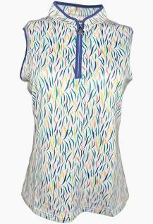 JRB Sleeveless Polo in Blue Print