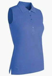 JRB Sleeveless Pique Polo in Sapphire Blue