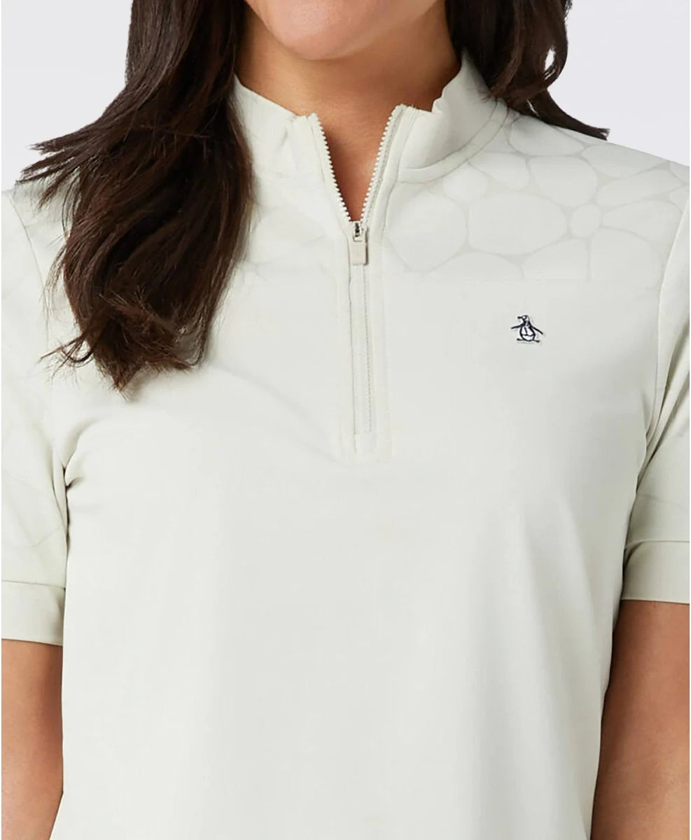 Original Penquin Laser Cut Out Floral Polo Top
