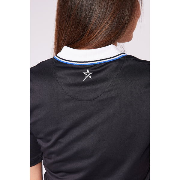 Swing out Sister Pickle Contrast Collar Short Sleeve Polo  Black